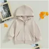 Jassen Peuter Baby Boy Girl Hoodies met rits Effen kleur Sweatshirt met lange mouwen en capuchon Top met zak Drop Delivery Kids Mater Otbdq