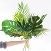 Decorative Flowers 6 Pcs Artificial Plants Tropical Palm Leaves Hawaii Luau Summer Party Jungle Safari Birthday Wedding Decor Fake