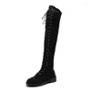 Boots Cross-tied Over The Knee For Women Autumn Winter Shoes Low Heeled Long Sexy Suede Thigh High Botas Mujer