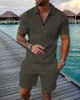 Summer Trainingsanzug Männer Kleidung Designer 2024 Neue Herren Mode Casual Anzug 3D -Druck Reißverschluss Kurzarm Polo -Hemd Shorts 2 Stück Sets