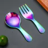 Forks Polished Cutlery Set Mini Stainless Steel Baby Spoon Fork For Ice Cream Dessert Tea Soup Short Handle Mirror