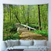 Tapestries Natural Scenery Big Tapestry Park Garden Forest Green Plant Wooden Bridge Trail Spring Hippie Wall Hanging Bedroom Home Decor