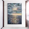 Sunset Sea Ripples Canvas Art Frameless Hand Painted Hand Painted Abstract Oil Painting Art Wall Decor Textured Artwork Extra Large Mural For Living Room Bedroom