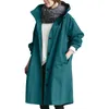 Jaquetas femininas à prova de vento longo casaco com capuz plus size único breasted blusão elegante senhoras confortáveis solto trench coats 240309