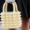 Bag Pearls Beaded Box Totes Women Party Vintage Handbag 2024 Summer White Hand Wholesale Drop