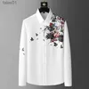 Mäns plus tees polos 2023 Spring Flower Rhine Shirts Men Slim Fit Casual Long Sleeve Business Dress Streetwear Social Party Tuxedo YQ240401