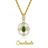 Pendants Chic Luxury Natural Diopside 925 Silver Gold Plated Pendant Necklace For Women White Shell Zircon Choker Necklaces 2024 Gift