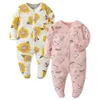 2 Pack born One Piece pyjamas 012 mois bébé filles et garçons pieds vêtements de nuit coton Onesies vêtements de mode 240325