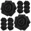 Decorative Flowers 100 Pcs Artificial Rose Fake Roses Dining Table Decor Black Flower Head Bride Wedding Bouquet