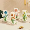 Ensembles de service à thé 1pot 2 tasses à thé, ensemble de soucoupes à fleurs rétro britanniques, théière avec tasses en porcelaine, décoration de bureau résistante à la chaleur