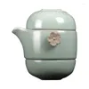 Set di articoli da tè Ru Forno Comodo set di tazze da tè Portatile da viaggio singolo 1 pentola 2 tazze Teiera in ceramica Gongfu Regalo classico