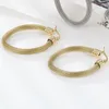 Hoop Earrings Lovely Oval Grid Shape Earring Stainless Steel Jewelry Color And Gold Brand Wholesale