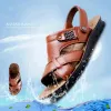 Stivali Nuovi sandali Scapette da spiaggia da uomo Slifori 2 modi per indossare scarpe vere in pelle uomo Spettape di moda Roman Slide di alta qualità di alta qualità
