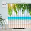 Douchegordijnen Oceaan Strand Blauwe Hemel Witte Wolken Zomer Hawaiiaanse Natuur Landschap Badgordijn Stof Badkamer Decor Met Haken