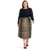 Joupes de taille plus vintage pour les femmes Leopard Imprimé confortable COFFORM HEURT TAILLE STRAUT STRIET LONGE 4XL 5XL 6XL 8XLH123 240328