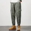 Мужские брюки, модные камуфляжные повседневные джинсы с завязками на шнурке, весна/лето