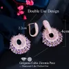 CWWZircons Trendy Luxury Purple Pink Cubic Zirconia Pave Dangle Earrings for Women Statement Wedding Party Jewelry CZ979 240401