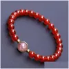 Perlé cette année Bracelet de perles de transfert d'agate rouge Stberry Crystal Recruter Fleur de pêcher Améthyste Simple Délicate Femelle Drop Livraison Ot2C6