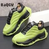 Casual Shoes Designer Chunky Sneaker Men Soft Sole Color Block Running Fashion Leather Height Increased Platform Sports