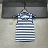 Luxury Embroidered Tanks Top Women Stripe Print Vest High Elastic Sport Vest Quick Drying Vests