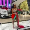 Sexy Velvet Strapless Short Prom Dresses for Black Girls Crystal Beaded Birthday Party Dress Illusion Mini Cocktail Homecoming 0401