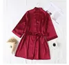 5IDL Sexy Pyjamas Summer Champagne Chinese Bride Wedding Robe Satin Sleepwear Women Nightgown Sexy Nightdress Lady Kimono Bathrobe Gown Negligee 2404101