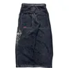 JNCO Jeans Mens Harajuku retro hip hop czaszka haft haft workowate dżinsowe spodnie 90S Street Gothic szerokie spodnie streetwear 240318