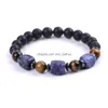 Beaded Volcanic Stone Bracelet Square Amethyst Blue Agate Tiger Eye Ball Bead Energy Drop Delivery Otstf