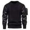 Mens Sweaters 2023 High Quality Sweater Knitted Euro Size Plover Patchwork Sleeve Pratical Arm Pocket Fashion Male Vintage Drop Delive Dh0Fg