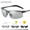 AOWEAR Occhiali da sole pocromici senza montatura in alluminio da uomo Occhiali da guida polarizzati giorno e notte Chameleon scolorimento Lenti per occhiali Gafas 240321