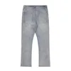 Calça jeans azul clara masculina y2k cor sólida bordada calça reta botão bolso lavado calças a160 240318