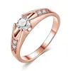 Cluster Rings Korean Micro Inlaid Round Zircon Ring Women Rose Gold Plated Engagement Jewelry Gift Lover Wedding Size Us5-11