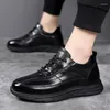 Sapatos casuais masculinos plataforma de couro genuíno aumento tênis moda tendência designer à prova dwaterproof água