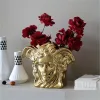 Wazony wazony w stylu europejskim Lekkie luksusowe galwaniczne złote szczotkowane ceramiczne metalowe metalowe wazon złoty wazon nowoczesny stół jadalny dekoracja domowa