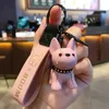 Keychains Lanyards Cute Cartoon Dog Keychains Women Men Fashion French Punk Bulldog Key Chain Leather Lanyard Bag Charm Pendant Car Keyring Jewelry J240330