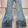 Vrouwen Jeans Diamant Voor Vrouwen 2024 Herfst Hoge Taille Slim Fit Kralen Denim Boot Cut Broek Vrouwelijke Broek Trend y4198