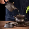 Наборы чайной посуды, китайский чайный набор, керамический чайник с фиолетовым песком, горшок с ручкой и боковой ручкой, чайный набор, подарочный фарфоровый заварочный чайник