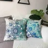 Kuddefodral Blue Mandala Linen Cushion Cover för bil vardagsrum soffa sovrum heminredning 40x40 45x45 50x50 60x60 fall y240407