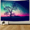 Tapisserier Vackra himmel Nature Tapestry Wall Decoration Dreamy Night Tree Blue Forest Mattan Hem Bakgrund