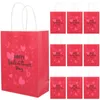 Cadeau cadeau 10pcs Saint Valentin Coeur Papier Sac d'emballage Sacs Candy avec poignée de mariage Kraft coloré