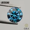 Pedra solta colorida azul safira 8 corações setas VVS1 excelente corte de diamante redondo com relatório GRA para joias 240327