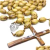 Beaded Grandes Perles De Bois Suspendus Chapelet Mural Grand Decoratif Religieux Catholique Croix Eglise Drop Delivery Otahm