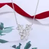 Three Leaf Grass Gold Necklace with Flowers Full of Diamonds, Light Luxury and Elegant Collarbone Chain, Feminine and Versatile Five Petal Flower Collarbone Chain