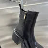 Boots 2023 Design Boots de la cheville pour femmes Side Zipper Boots en cuir noir Femme Chunky Heel Platform Chelsea Boots Chaussures d'hiver chaussures Goth