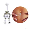 Nombril Bell Button Rings Personnalisé Perle Grenouille Crapaud Piercings Sier Barbell Strass Nombril Nombril Anneaux Sexy En Acier Chirurgical Otty7