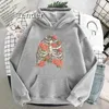 Women's Hoodies Sweatshirts New Y2K Skeleton Print Hoodies Women Gothic Black Oversized Sweatshirt Ladies Harajuku Hooded Retro Flowers Streetwear 240401