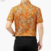 Men's Plus Tees Polos Mens Ice Silk Blouse Tops 2022 Summer Fashion Floral Printed Clothing Short Sleeve Male Cool Flowers Dress Shirt yq240401