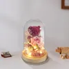 Fleurs décoratives ours mignon, Rose éternelle en verre avec LED, Roses préservées, cadeaux pour petite amie et amoureux