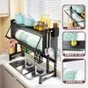 Kitchen Storage Sink Rack With Cabinet Door Tabletop Plate Dish Organizer Holder