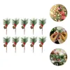 Dekorative Blumen, 10 Stück, rote Weihnachtsbeeren, Tannenzapfen, Stiele, Weihnachtspicks für Kränze, Bäume